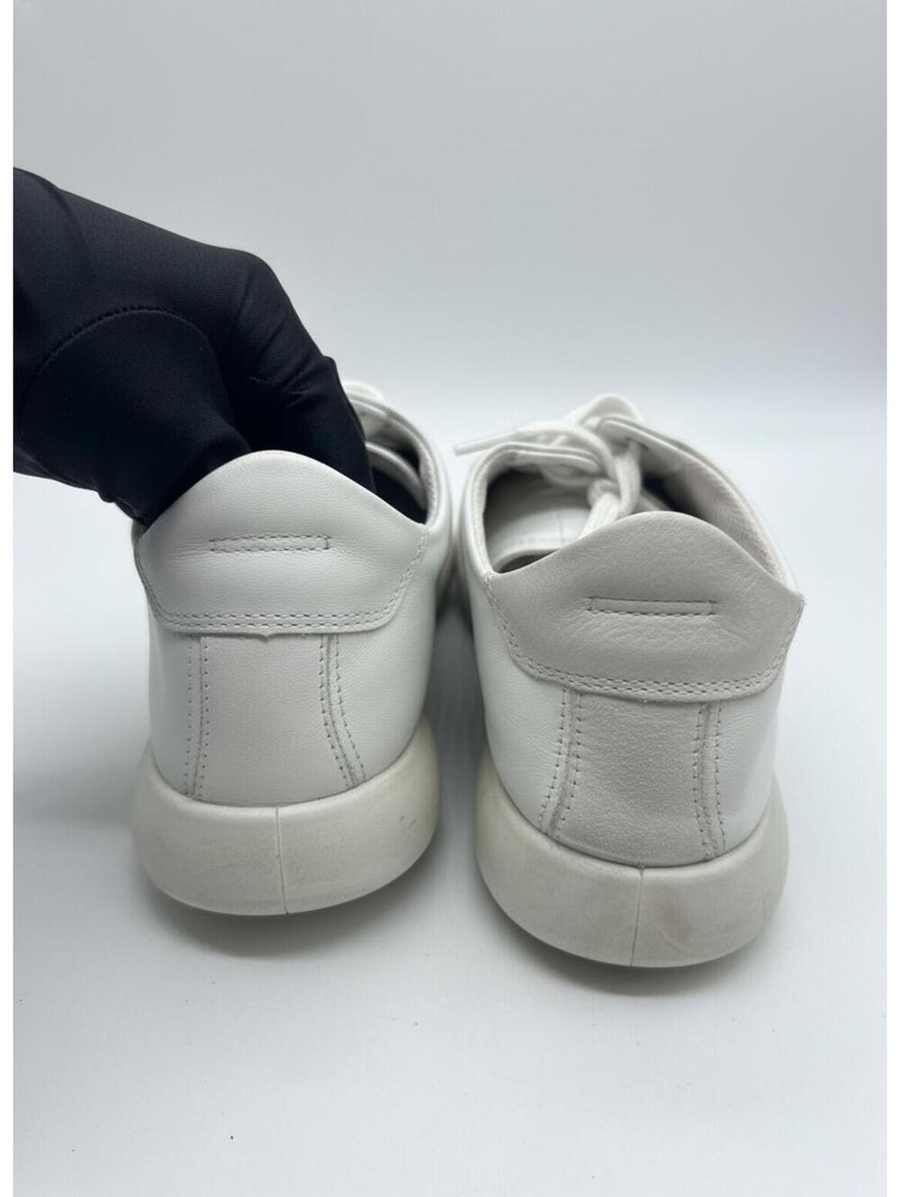 ECCO White Leather Lace-Up Sneakers Size 39 - Picture 8 of 9